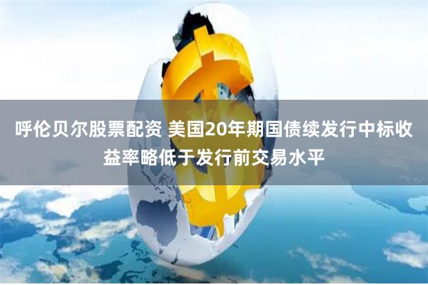 呼伦贝尔股票配资 美国20年期国债续发行中标收益率略低于发行前交易水平